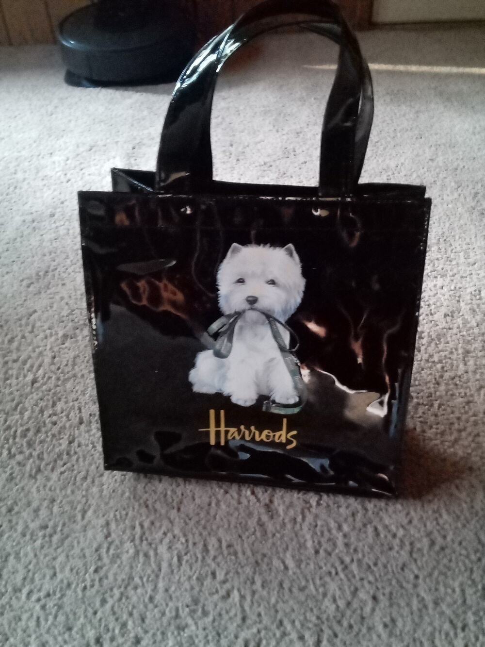 Harrods Tote Westie Terrier Knightsbridge Black Bag Luxury
